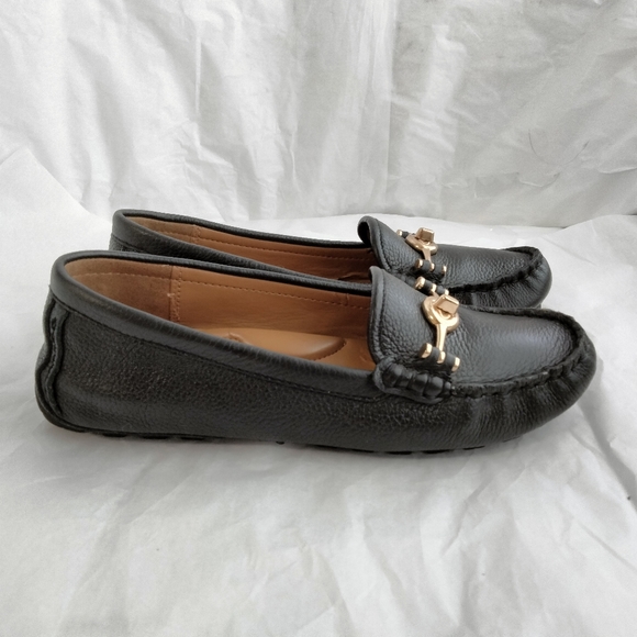 Coach Black Pebbled Leather Arlene Turn Lock Loafer Flats Size 6B - Picture 13 of 16